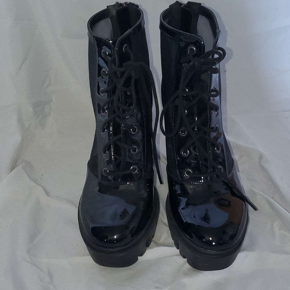 Forever 21- Black Heeled Booties Mesh sides